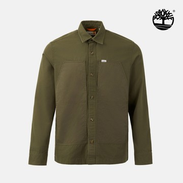 Timberland 男款軍綠色寬版工裝襯衫外套|A6MMYA58
