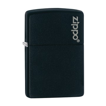 Zippo 【官方授權店】Black Matte with  Logo 黑啞漆防風打火機