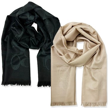 【COACH】C LOGO羊毛混桑蠶絲巾圍巾(多色選一)