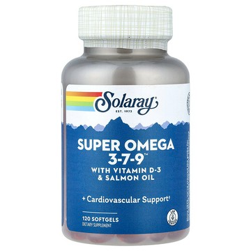 Solaray, Super Omega 3-7-9™，含維生素 D-3 和鮭油，120 粒軟膠囊