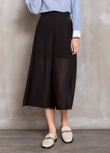 獨眾調性輕透雪紡寬管褲