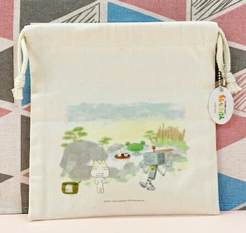 【震撼精品百貨】井上多樂 井上トロ Sony Toro貓/索尼/多樂貓 白貓束口袋/縮口收納袋-溫泉#06813 震撼日式精品百貨