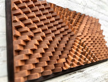 3D 木牆藝術 - 天然木材 - 辦公室裝飾 - 音樂室 - 吸音板