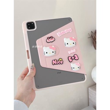 適用聯想小新Pad pro12.7平板保護殼2025款亞克力旋轉360°2024款聯想小新pro11寸全包防摔套可愛公仔凱蒂貓