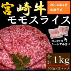 宮崎牛 A4～A5 モモスライス 合計1kg(日南市)