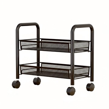 網籃置物推車 烤漆工藝 移動方便 安全圍邊 加裝掛勾 簡單安裝  黑色