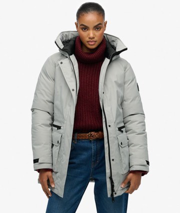 Superdry Women's City Padded Parka Jacket Light Grey Size: 12