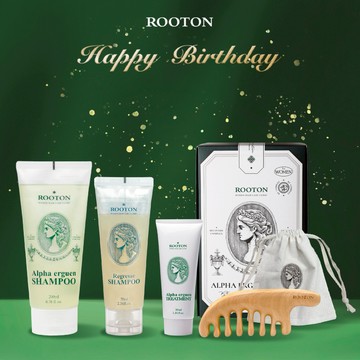 快速出貨【ROOTON】生日快樂！甦活植萃洗髮精200ml+喚活海藻洗髮精70ml+甦活植萃護髮素30ml+甦活養髮梳+棉麻束口袋+植萃手提禮盒 (金牛座生日禮物)