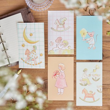 日本職人手繪 夢境女孩迷你便條紙 5款25枚入