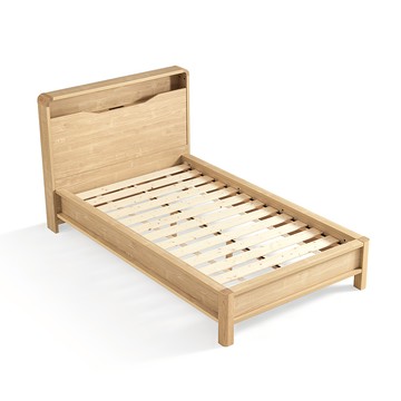 hoi! 林氏木業北歐現代簡約床頭置物單人加大106x190床架 HS3A 原木色