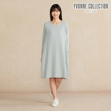 YVONNE 以旺傢飾 雙層紗V領長袖洋裝-泉水綠