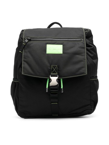 Calvin Klein Kids - logo-patch canvas backpack - kids - Recycled Polyester/Polyethylene - One Size - Black