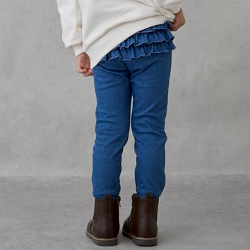 petit main 品牌旗艦店 內刷毛後荷葉邊彈性褲 【日本直接出貨】