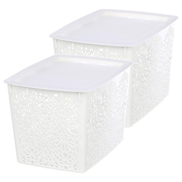 KEYWAY 聯府 每日收納籃 附蓋  180 x 280 x 138mm  白色  2個