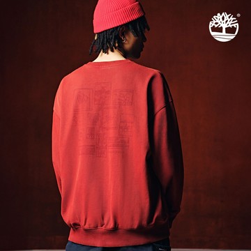 Timberland 中性紅色馬年特別款寬版圓領上衣|A5MXMAFG