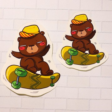 【慕白熊系列】滑板熊/ 防水貼紙