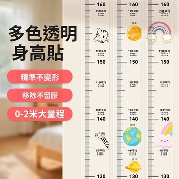 🥇隔日達出💎身高牆貼貼紙兒童透明立體寶寶測量裝飾測量儀移除不傷牆面精準