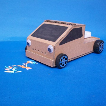 DIY掃地機器人工程車紙箱廢物利用科技環保手工小制作自制玩教具