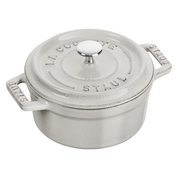 staub 圓型琺瑯鑄鐵鍋 10cm 白色 雙耳設計 迷你鍋具  1個