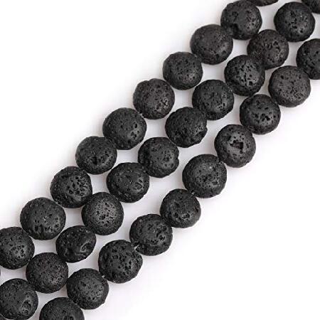 GEM-Inside Black Lava Rock Gemstone Loose Natural 12mm Spacer Beads Energy Stone Power for Jewelry Making 15''