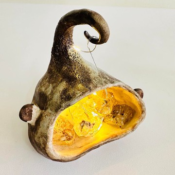 奇異點光魚 微肚 小夜燈 手作陶 手工捏製陶製盆栽 薰香燈 擺飾