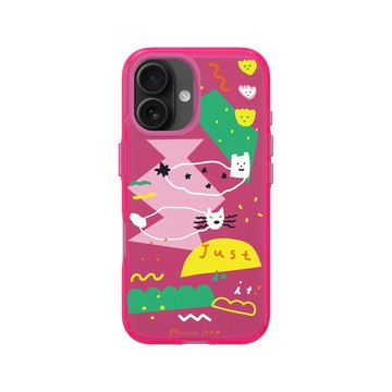 iPhone 16 Clear 粉漾桃 - MacaronToe 馬卡龍腳趾 - 麻糬貓與綠怪獸 Ｍochi & Green