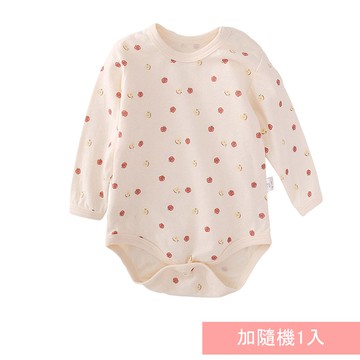 JoyNa - 2件入-空氣棉包屁衣 肩扣式長袖連身衣 緹花純棉-小紅蘋果+隨機一入
