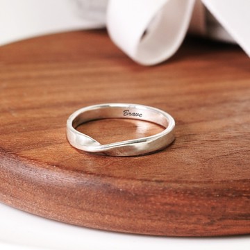 ART64 純銀刻字 莫比烏斯銀戒 Mobius 細版 925純銀戒指 客製化 刻字訂製 女生戒指 男生戒指 純銀尾戒