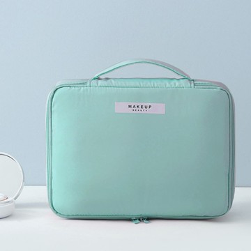 E.City 北歐風大容量洗漱收納包組2件組 防潑水尼龍  湖藍色  主袋 23 x 16.5 x 8cm + 化妝包 19 x 12.5cm