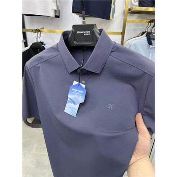 (免運)翻領短袖T恤男士冰絲夏裝2025新款潮流修身POLO衫男吸濕半袖上衣