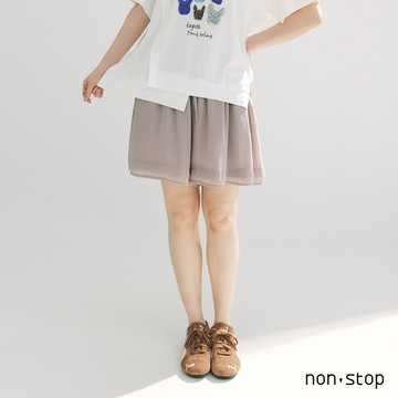non-stop 霧光雪紡綁帶剪接短褲-2色