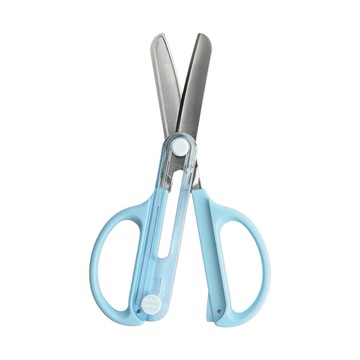 (預購)  兒童用品區 兒童安全剪刀【附一體式帽蓋】-淺藍色 約15.3*7*1.5cm (JN796)