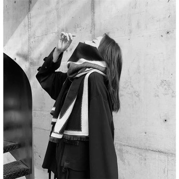 GARBASTES暗黑風原創小眾仿羊絨雙面披肩加厚保暖圍巾潮男女簡約