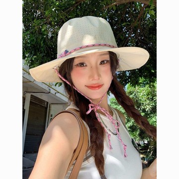 爆款直降價 帽子 漁夫帽 草帽 編織帽 海灘帽 可愛速幹漁夫帽子女春夏季薄款透氣盆帽戶外大帽檐登山帽