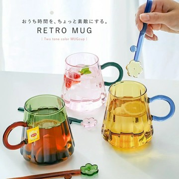 現貨 日本 夏日沁涼 玻璃杯 花朵攪拌棒 三色 CDF 玻璃杯 馬克杯 水杯 攪拌棒 可愛玻璃杯 冷熱皆宜 日本進口
