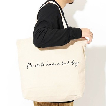 Its ok to have a bad day 帆布環保大購物袋 米白 聖誕交換禮物