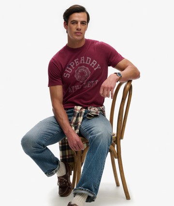 Superdry Men's Vintage Prep Relaxed T-shirt Red Size: Xxl