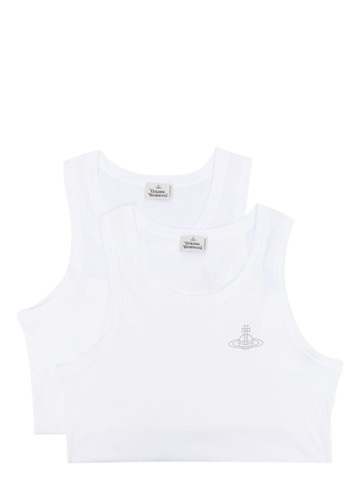Vivienne Westwood - two-pack logo-print tank tops - men - Organic Cotton - L - White