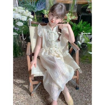 女童夏裝套裝2026新款洋氣國風中式衣服兒童裝夏季時髦大童兩件套