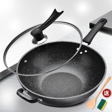 代發麥飯石炒鍋不粘鍋家用平底鍋鐵鍋無油煙炒菜鍋具加厚