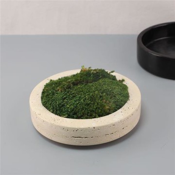 現代新中式大理石永生苔蘚仿真花盆書房茶幾酒店樣板間售樓處擺件