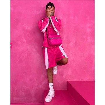 自主corteiz 惡魔島 粉白拼接連帽沖鋒衣ukdrill drip cee同款