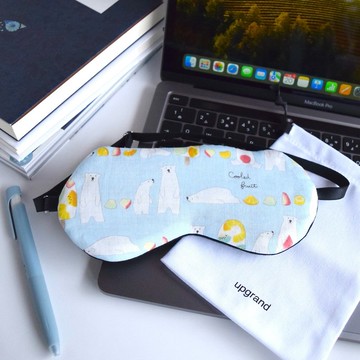 雙層棉紗不悶熱眼罩 | 夏日白熊 |有附收納袋|生日|結婚|畢業