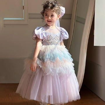 100-150 幻彩貝殼霞光紗層禮裙 (含髮飾)