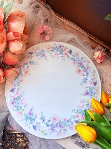 英國製Wedgwood 1980年 安琪拉花卉庫存品大尺寸蛋糕盤托盤