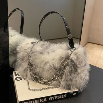 秋冬高級感毛毛包女2025新款毛絨鏈條腋下單肩包手提包百搭斜挎包