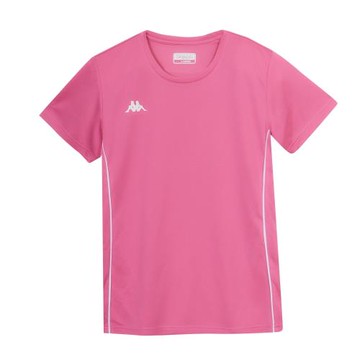 【KAPPA】義大利時尚吸濕排汗女性短袖圓領衫 桃粉 321T3IW530