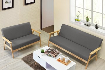 《彗星》 灰色 2+3人位沙發 雙人沙發 三人沙發 布沙發 亞麻布 松木扶手 休閒 清新 北歐 兩色 【新生活家具】