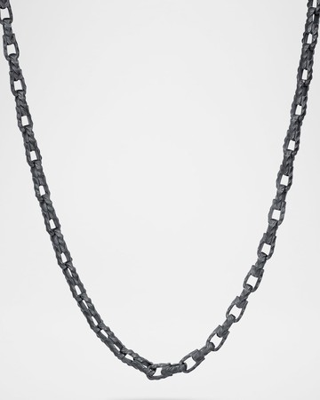 Men's Ulysses Oxidized Sterling Silver Box Chain Necklace, 22.5"L