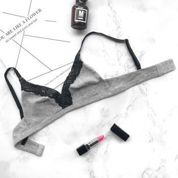 bralette性感棉質蕾絲邊超薄杯款內衣無鋼圈無海綿大碼顯胸小文胸